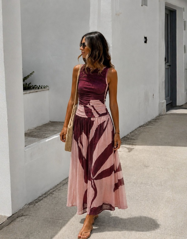 Esther & Co - Balayage Dress - Wine Floral