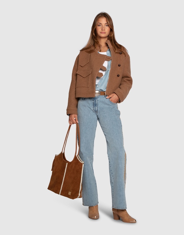 Belle & Bloom - Crystal Skies Cropped Wool Rib Jacket