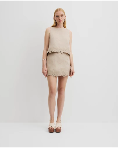 Country Road - Linen Scalloped Skirt