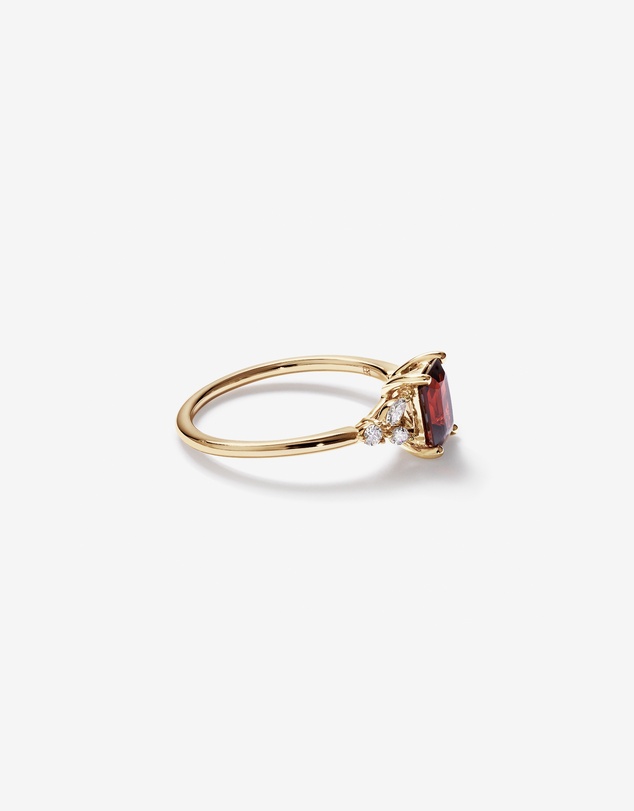 Michael Hill - Radiant Cut Garnet and 0.16 Carat TW of Diamonds Scatter Ring in 10kt Yellow Gold