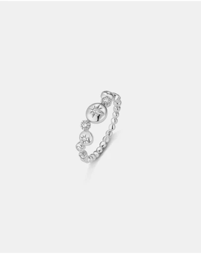 Ania Haie - Ania Haie Silver Starburst Zig-Zag Beaded Ring