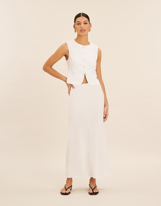 AERE - Linen Bias Cut Midi Skirt