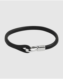Najo - Kinship Black Leather & Steel Bracelet (21cm)