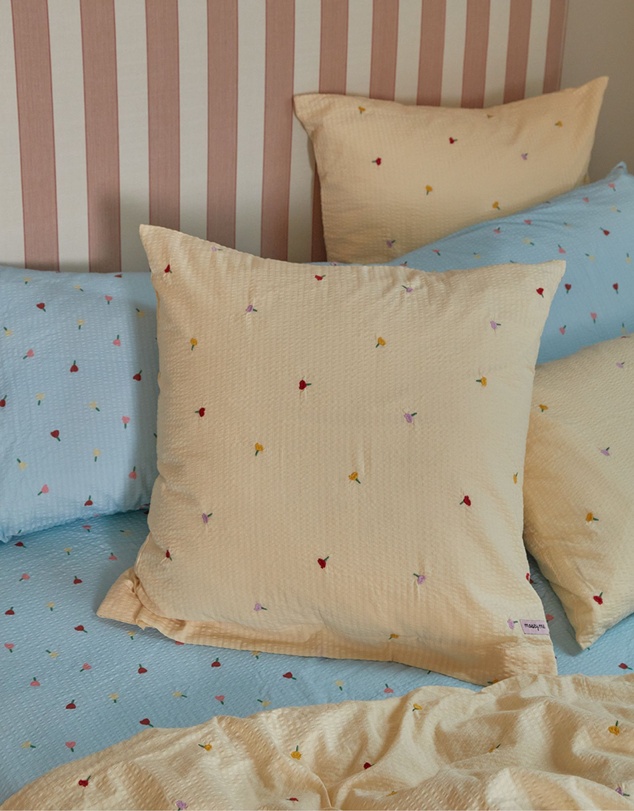 Mosey Me - Forget Me Not Embroidered Euro Pillowcase Set