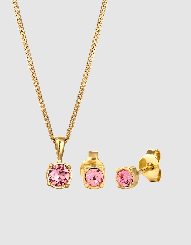 Elli Jewelry - Jewelry Set Crystal 925 Sterling Silver Gold-Plated