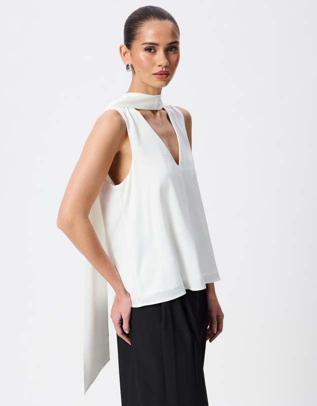 Tussah - Amelia V-Neck Scarf Satin Top
