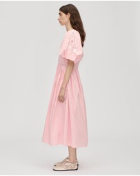 Stine Goya - Gathered Raglan Sleeve Midi Dress