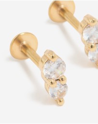 Lovisa - Gold Plated Surgical Steel Cubic Zirconia Double Round Flat Back Studs