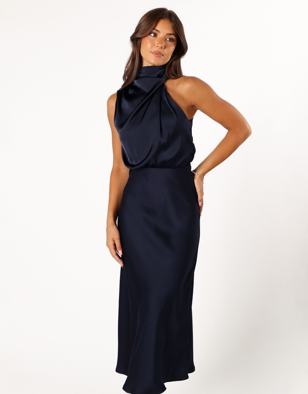 Petal & Pup - Anabelle Halter Neck Midi Dress - Navy