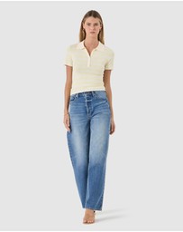 Rolla's - Lady Knit Polo Top - Pale Yellow