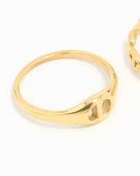 Lovisa - Waterproof Gold Plated Stainless Steel Link Stacking Rings 2-Pack