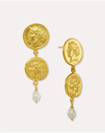 Ottoman Hands - Odella Gold and Pearl Drop Stud Earrings
