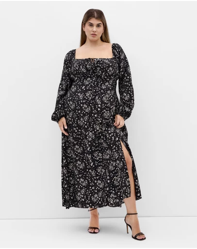 City Chic - Abbigail Long Sleeve Print Maxi Dress