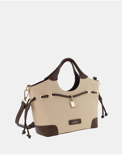 Milleni - Milleni Vegan Leather Trim Tote Bag