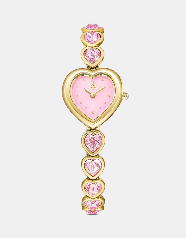 Swarovski - Idyllia Heart Watch, Crystal Bracelet, Pink, 18K Gold Finish