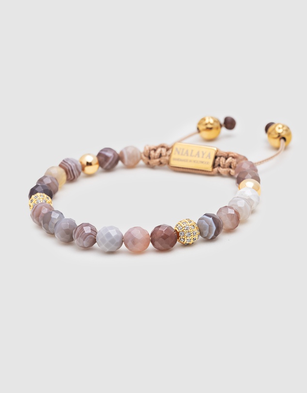 Nialaya Jewellery - Women's Beaded Bracelet with Botswana Agate