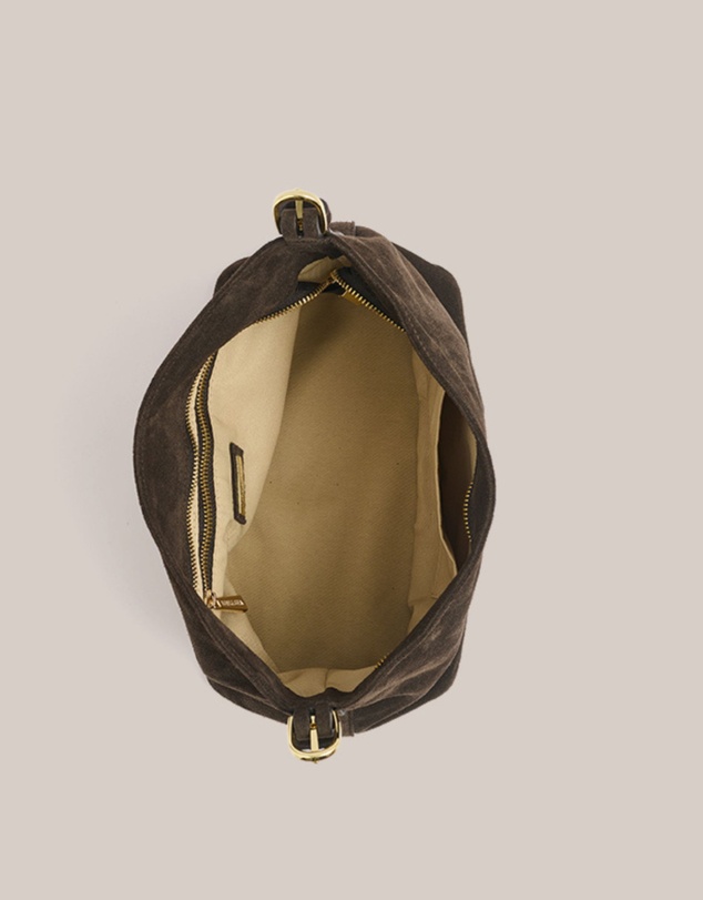 VESTIRSI - Eden Dark Chocolate Suede Shoulder Bag
