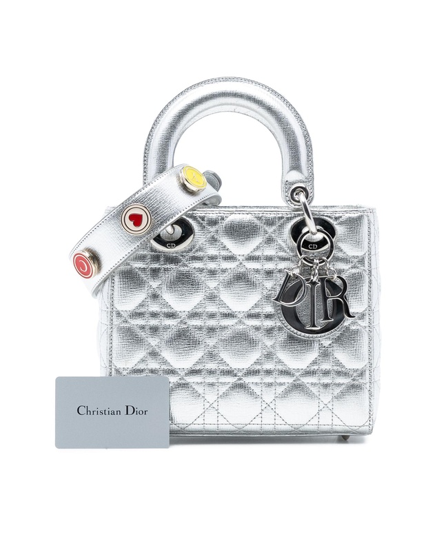 Pre-Loved by Azura Reborn - Pre-Loved Small Metallic Grained Calfskin Cannage My ABCDior Lady Dior