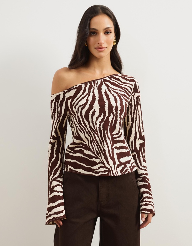 Atmos&Here - Mylie Bias Cut Zebra Print Top