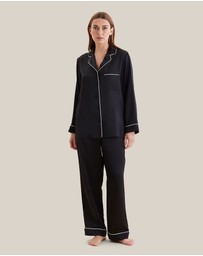 Papinelle - Sylvie Silk Piped Full Length PJ Set