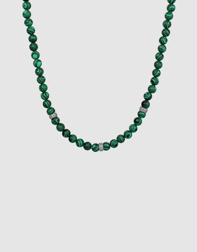 Kuzzoi - ICONIC EXCLUSIVE - Malachite Beads Necklase with Sterlin Silver Elements