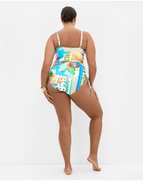City Chic - Plus Size Positano Print 1 Piece - blue