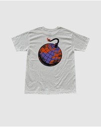 KFD - Kfd Boom Men Logo Cotton Tshirt Relaxed Fit Crew Neck White/Orange