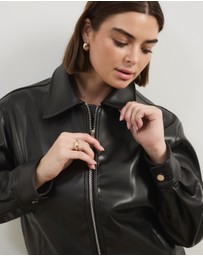 Atmos&Here Curvy - Renna Faux Leather Bomber Jacket