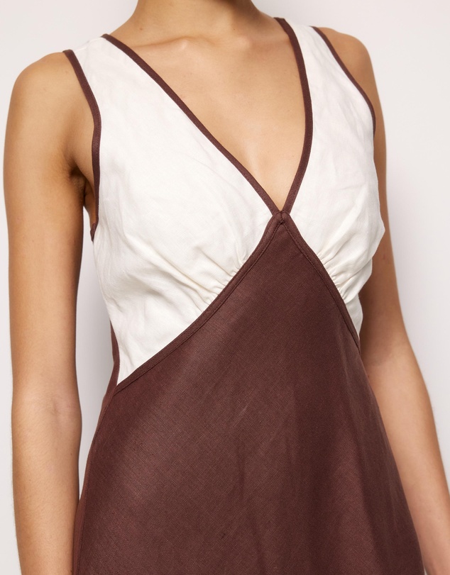 AERE - Eila Contrast Linen Slip Midi Dress