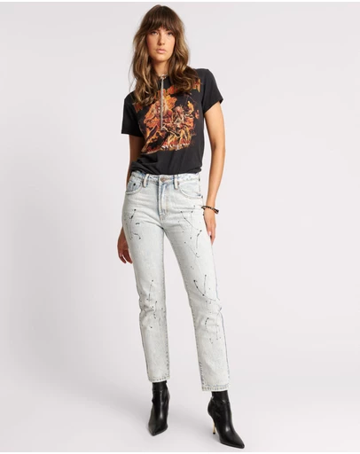 ONE TEASPOON - Florence Painted High Waist Awesome Baggies Straight Leg Jeans
