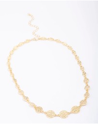 Lovisa - Gold Plated Hammered Disc Chain Necklace