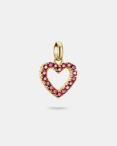 THOMAS SABO - Gold-Plated Heart Charm with Lab-Grown Ruby