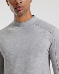 Calibre - Mock Neck Merino Sweater Silver Marle