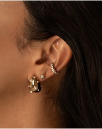 Wanderlust + Co - Teardrop Pearl Gold 20mm Stud Earrings
