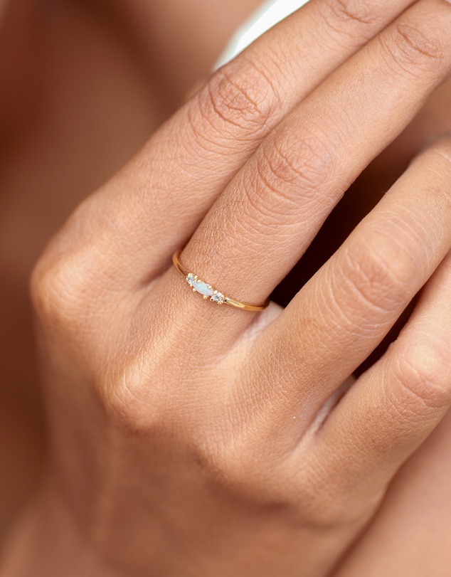 Elli Jewelry - Opal Band Ring in Gold-Plated 925 Silver