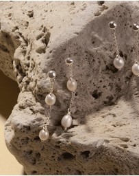 Najo - Tidal Whisper Silver Double Pearl Earring