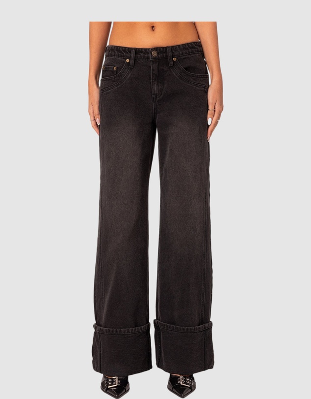EDIKTED - Vesper Cuffed Low Rise Jeans