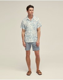 Oxford - Vinny Linen Blend Printed Short Sleeve Shirt