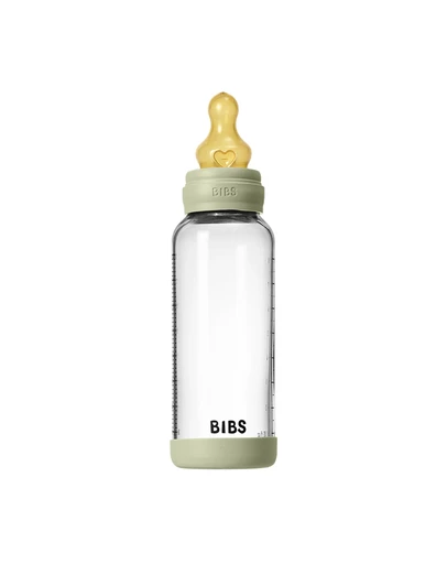 BIBS Denmark - Glass Baby Bottle Latex 1 pack 240 ml Medium Flow Sage