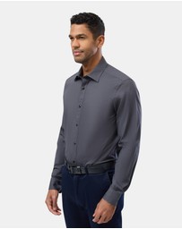 Brooksfield - Dot Print Reg Fit Stretch Business Shirt