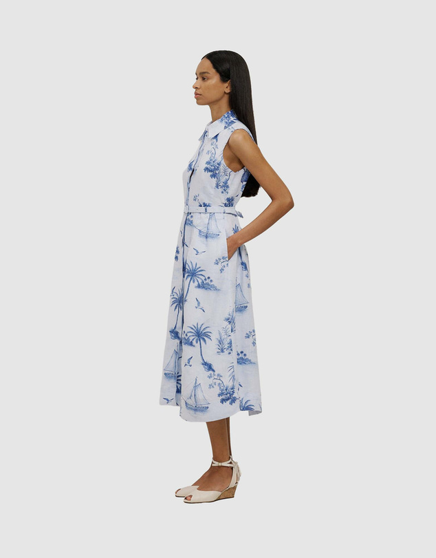 Trenery - Toile Print Sleeveless Shirt Dress