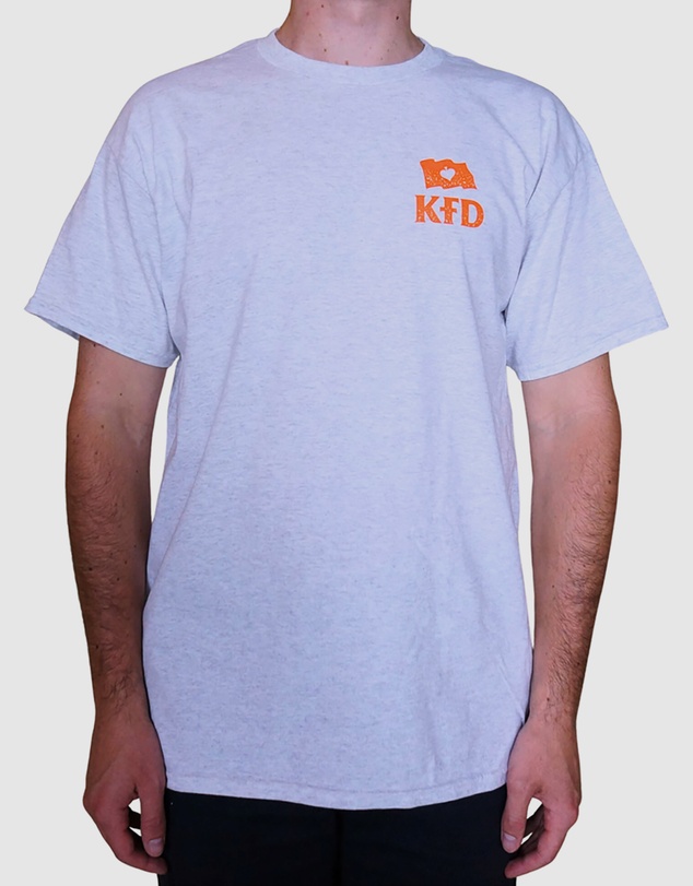 KFD - Kfd Boom Men Logo Cotton Tshirt Relaxed Fit Crew Neck Grey/Orange