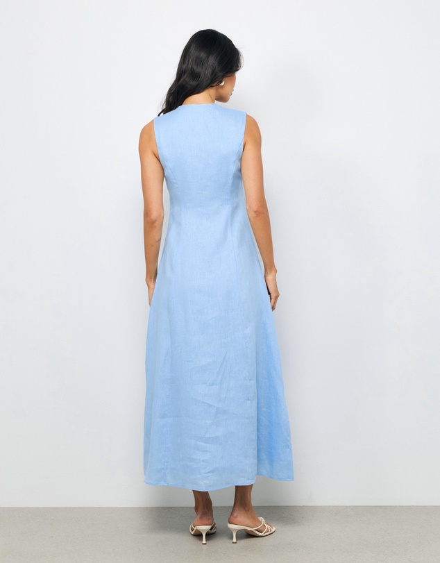 AERE - Lirio Pintuck Linen Midi Dress