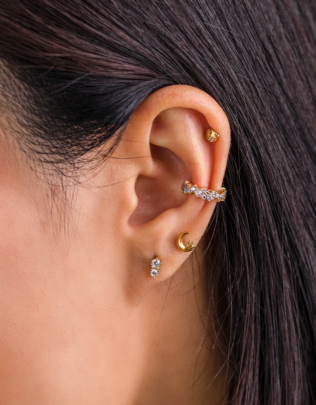 Wanderlust + Co - Aurora Pave Gold Ear Cuff
