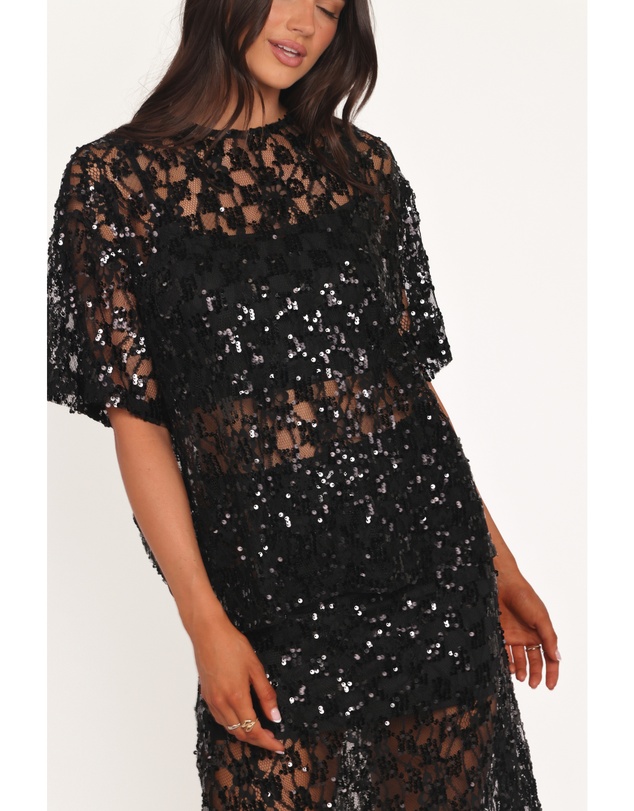 Petal & Pup - Yonder Sheer Lace Tee Top - Black