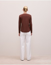 Trenery - Cotton Henley in Espresso