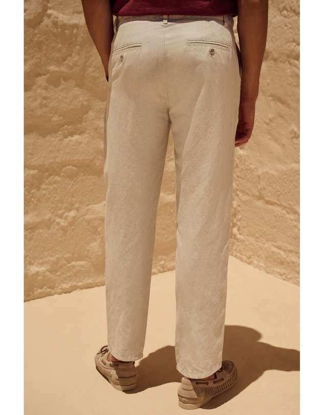 NEXT - Linen Cotton Elasticated Drawstring Trousers Regular Fit