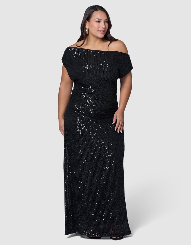 Pink Dusk by Curve Project - Platinum Nights Sequin Maxi Dress