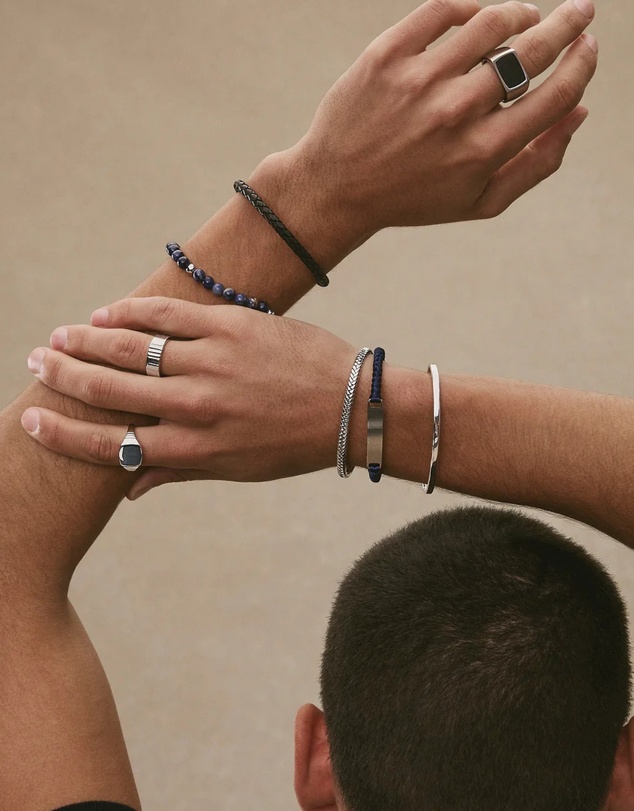 Najo - Apollo Men's 6mm Sodalite & Steel Elasticised Bracelet