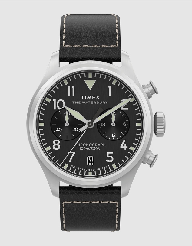 TIMEX - Waterbury Ace Chronograph 41mm Leather Strap Watch